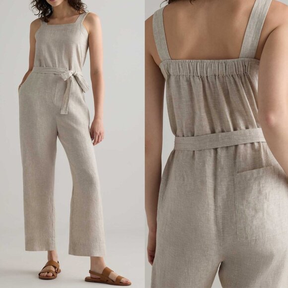 Quince Pants - Quince 100% European Linen Square Neck Jumpsuit
